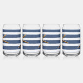 Marine Blauw en Wit Strepen Zeester Blikvorm Glas (Links)