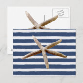 Marine Blauw en Wit Strepen Zeester Briefkaart (Voorkant / Achterkant)