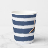 Marine Blauw en Wit Strepen Zeester Papieren Bekers (Rechts)