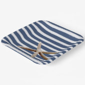 Marine Blauw en Wit Strepen Zeester Papieren Bordje (Gebogen)