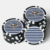 Marine Blauw en Wit Strepen Zeester Pokerchips (Opstapeling)