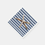 Marine Blauw en Wit Strepen Zeester Servet (Hoek)