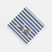 Marine Blauw en Wit Strepen Zeester Servet (Hoek)