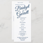 Marine Blauw en Wit Trouwprogramma Programmakaart (Voorkant / Achterkant)