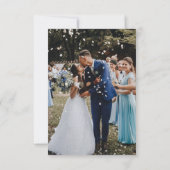 Marine blauw en wit typografie bruiloft bedankkaart (Achterkant)