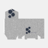 Marine Blauw en Zilver Glitter Bladeren Huwelijk Bedankdoosjes (Uitgevouwen)