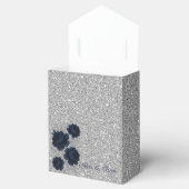 Marine Blauw en Zilver Glitter Bladeren Huwelijk Bedankdoosjes (Geopend)