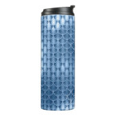 Marine Blauw en Zilver Glitter Zeemeermin Schaal P Thermosbeker (Gedraaid links)