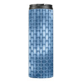 Marine Blauw en Zilver Glitter Zeemeermin Schaal P Thermosbeker (Achterkant)