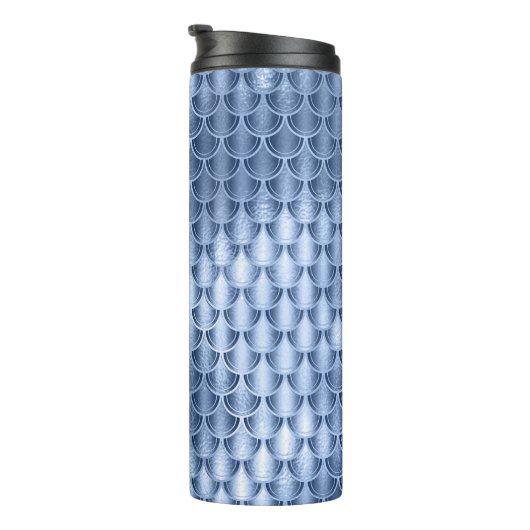 Marine Blauw en Zilver Glitter Zeemeermin Schaal P Thermosbeker (Geroteerd rechts)