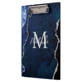 Marine Blauw en Zilver Marmeren Agaat Klembord (Links)