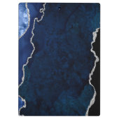 Marine Blauw en Zilver Marmeren Agaat Klembord (Achterkant)