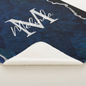 Marine Blauw en Zilver Marmeren Agaat Sherpa Deken (3/4)