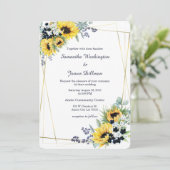 Marine Blauw en Zonnebloem Bruiloft Kaart (Staand voorkant)