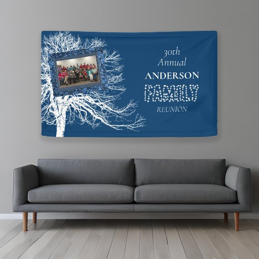 Marine Blauw Familie Foto Reunion Spandoek