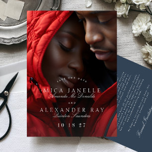 Marine Blauw Formele Klassieke Elegante Kalligrafi Save The Date