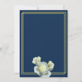 Marine Blauw Foto Elegant Goud Script Wit Rose Kaart (Achterkant)