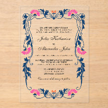 Marine Blauw & Fuchsia Bloemen Wervelingen