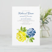Marine Blauw Geel Boho Bloemen Zomer Kaart (Staand voorkant)