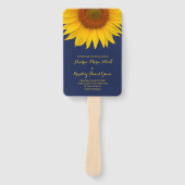 Marine Blauw Geel Zonnebloem Trouwprogramma Fan Handwaaier (Voorkant)