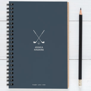 Marine blauw gekruiste clubs icoon persoonlijk notitieboek