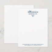 Marine Blauw Gepersonaliseerde Kalligrafie Naam Bu Notitiekaartje (Voorkant / Achterkant)