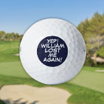 Marine Blauw Gepersonaliseerde Naam Funny Lost Golfballen<br><div class="desc">Vermeng je ballen nooit meer. Geef de naam een persoonlijk tintje aan de creëer unieke golfballen die ontworpen zijn om een wit,  knal,  zap in iemands spel te zetten. Ontworpen door: Thisnotme©</div>