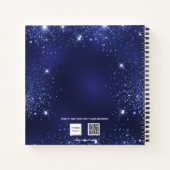 Marine blauw glitter bloemen naam dagboek notitieboek (Achterkant)