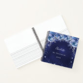 Marine blauw glitter bloemen naam dagboek notitieboek (Binnen)