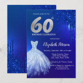 Marine Blauw Glitter Drips, Jurk Blauw 60ste Verja Kaart (Voorkant / Achterkant)