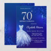 Marine Blauw Glitter Drips, Jurk Blauw 70ste Verja Kaart (Voorkant / Achterkant)