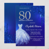 Marine Blauw Glitter Drips, Jurk Blauw 80ste Verja Kaart (Voorkant / Achterkant)