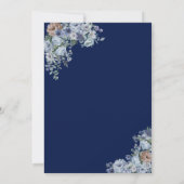 Marine Blauw Glitter Jurk, Blauwe Bloemen Quincean Kaart (Achterkant)