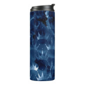 Marine Blauw Glitter Zeemeermin Kroonpatroon Thermosbeker (Gedraaid links)