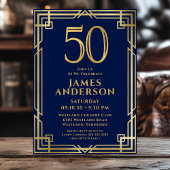 Marine Blauw Goud 50e Verjaardag Foto Kaart