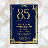 Marine Blauw Goud 85e Verjaardag Foto Surprise Par Kaart
