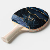 Marine Blauw Goud Aangepaste Brief Naam Ping Pong Tafeltennisbatje (Voorkant Gekanteld)