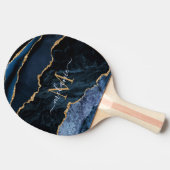 Marine Blauw Goud Aangepaste Brief Naam Ping Pong Tafeltennisbatje (Zijkant)