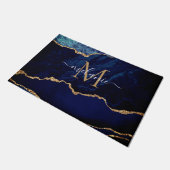 Marine Blauw Goud Aangepaste Naam Doormat Geperson Deurmat (Schuin)