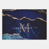 Marine Blauw Goud Aangepaste Naam Verpakking Papie Inpakpapier Vel (Voorkant)