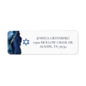 Marine Blauw Goud Agaat Bar Mitzvah Retouradres Etiket (Voorkant)