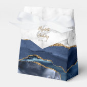 Marine Blauw Goud Agaat Marmer Bruiloft Bedankdoosjes (Voorkant Zijde)