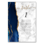 Marine Blauw Goud Agaat Marmer Bruiloft Kaart (Voorkant)