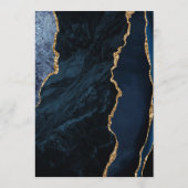 Marine Blauw Goud Agaat Marmer Bruiloft Menu (Achterkant)