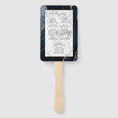 Marine Blauw Goud Agaat Marmer Bruiloft Programma Handwaaier (Achterkant)