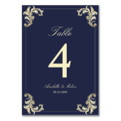 Marine Blauw Goud Barok Huwelijk Kaart (Achterkant)