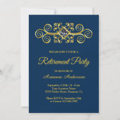 Marine Blauw Goud Bloei Diamant Pensioen Partij Kaart (Voorkant)