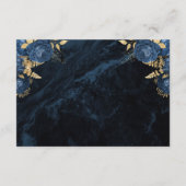 Marine Blauw Goud Bloemen Agaat Script Huwelijk RS Informatiekaartje (Achterkant)