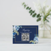 Marine Blauw Goud Bloemen Elegant Wedding Registry Informatiekaartje (Staand voorkant)