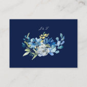 Marine Blauw Goud Bloemen Elegant Wedding Registry Informatiekaartje (Achterkant)